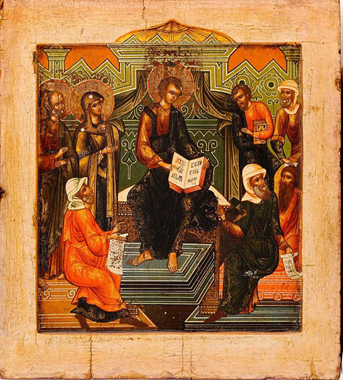 Icon of Jesus among the doctors from Wikimedia Commons.
