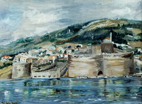 Painting of Scene from Sea Lock Hill by the author.