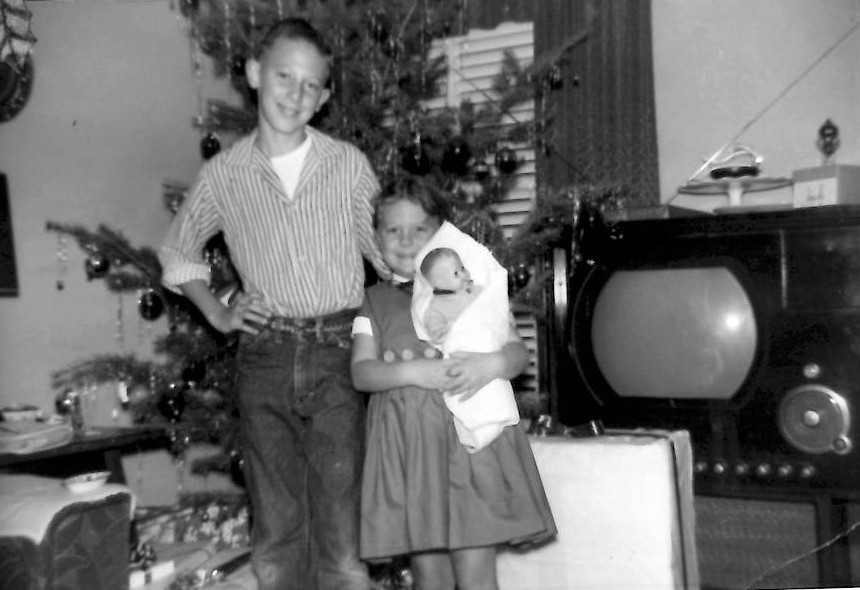 Sara and Dave and the Philco.  Photo courtesy of the author.